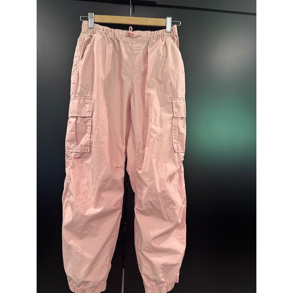 Gap Kids Pink Cotton Cargo Jogger Pants Girls XXL 14-16 Elastic Waist Snap Cuffs